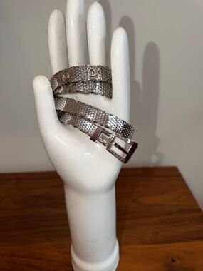 Silver Metallic Mesh Belt -